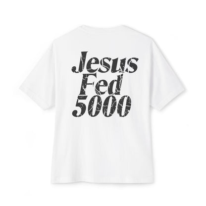 “Jesus Fed 5000” White/Black Oversized Tee