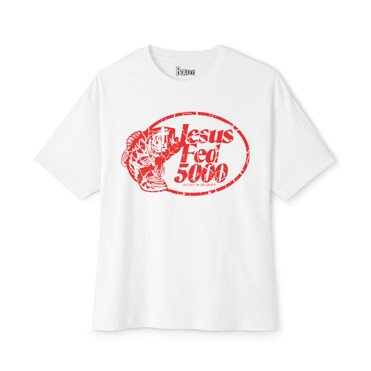 “Jesus Fed 5000” White/Red Tee