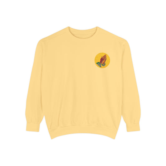 “Pray For Sun” Butter Embroidered Garment Dyed Sweatshirt