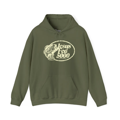 “Jesus Fed 5000” Military Green/Cream Hoodie