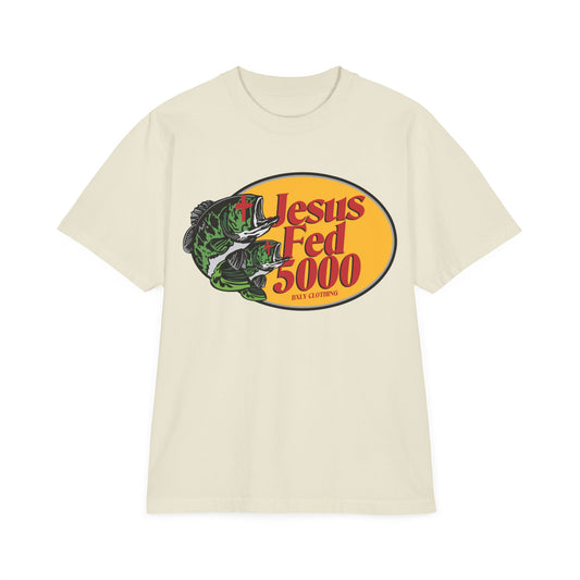 Jesus Fed 5000 Garment-Dyed Drop-Shoulder Cream Tee