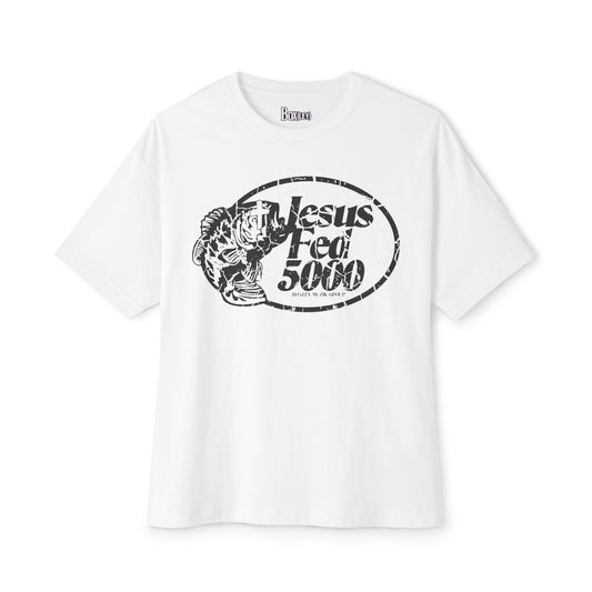 “Jesus Fed 5000” White/Black Oversized Tee