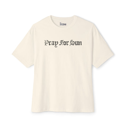 “Pray For Sun” Natural/Black Oversized Tee