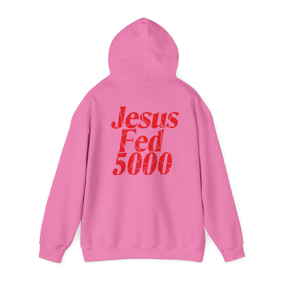 “Jesus Fed 5000” Azalea/Red Valentines Hoodie